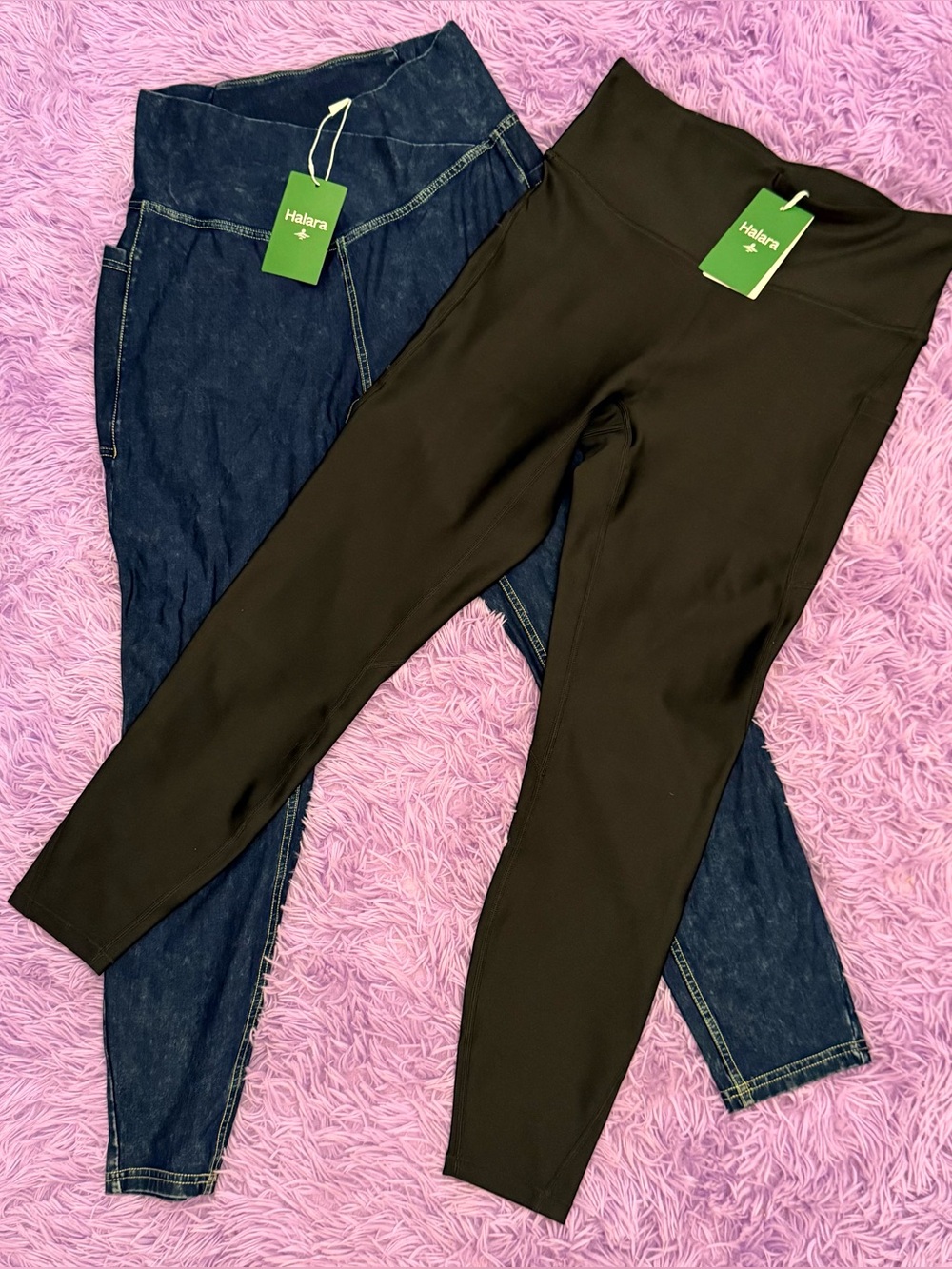 HALARA Black Leggings & Dark Blue Jeggings bundle